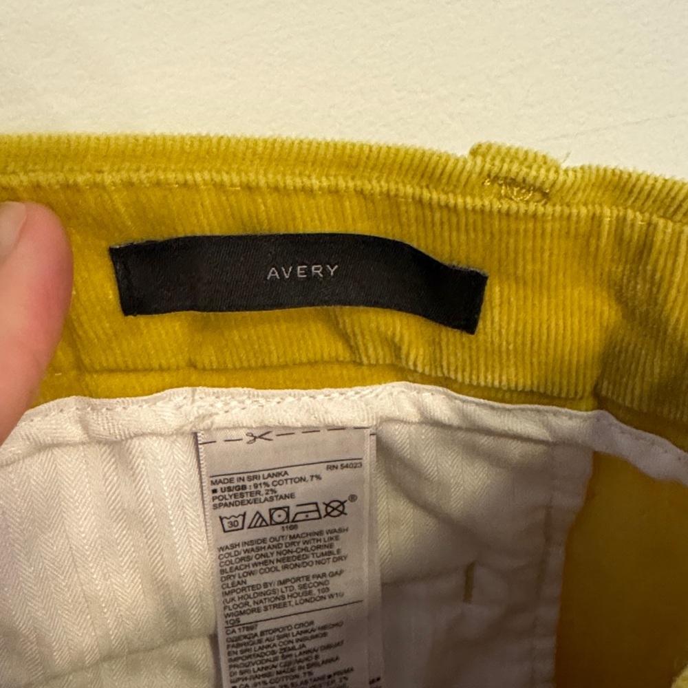 Banana Republic Avery Corduroy Pants Chartreuse Cropped Work Ankle Pants Size 8 - Picture 7 of 9